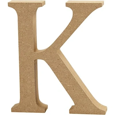 Imagen de Escultura decorativa con forma de letra &quot;A&quot;, en tablero densidad media, marrón, madera, 11 x 2 13 cm