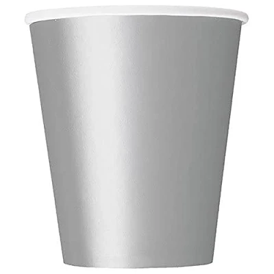 Imagen de Unique Party Sólido Paquete de 14 vasos papel, Color plata, 266 ml (33446)