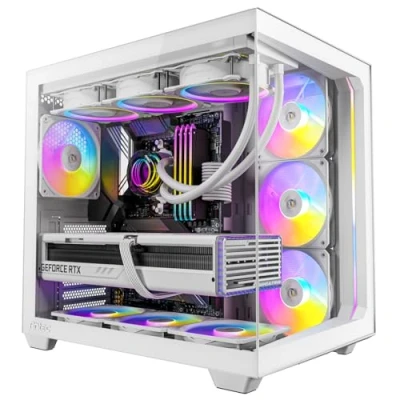 Imagen de Antec C5 ARGB Blanco, Ventiladores PWM de 7 x 120 mm incluidos, hasta 10 simultáneamente, Puerto Tipo C 3.2 Gen 2, Paneles Frontales y Laterales Vidrio Templado sin Costuras,