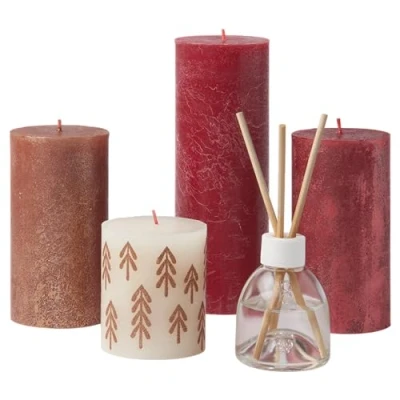 Imagen de Bolsius Velas rústicas Juego de regalo 5 unidades con varillas aromáticas Winter Spices decorativas para el hogar Duración combustión Cera vegetal natural