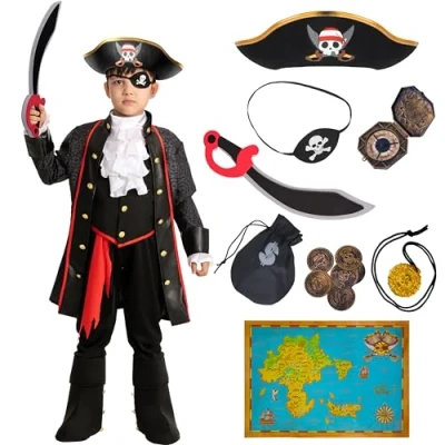 Imagen de Spooktacular Creations Child Boy Capitán Pirate Disfraz (pequeño (5 7 años))