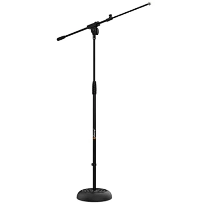Imagen de Audibax Base 10 Soporte para Micrófono de Suelo Redonda Pie Estable Altura Regulable 85 a 147 cm Jirafa Duradero con Sólida