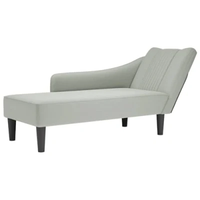 Imagen de vidaXL Chaise Longue con reposabrazos Derecho Terciopelo Gris Claro, sillón, diván, Silla de salón, sofá Silla, Tumbona, diván salón