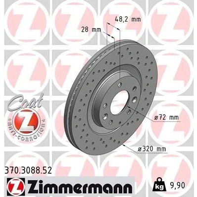 Imagen de ZIMMERMANN SPORT COAT Z 370.3088.52 Disco de freno 320 28 8/5 5 114 ventilación interna, perforado revestido altamente carbonizado MAZDA: CX 7
