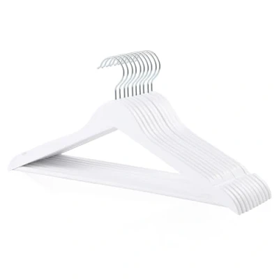 Imagen de Amazon Basics Perchas de madera para prendas traje, 10 unidades, Blanco