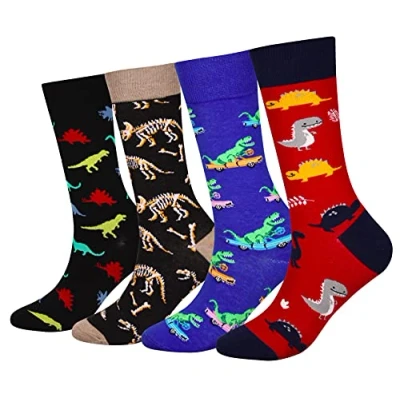 Imagen de Cansok calcetines de Dinosaurio locos becerro la tripulación novedad hombre 4 pares