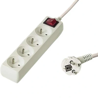 Imagen de PremiumCord Regleta 230V, 4 Tomas con Interruptor, Extensión 230 V, Francesas Giradas 45, Toma Múltiple Seguridad Infantil, Blanco, 7m