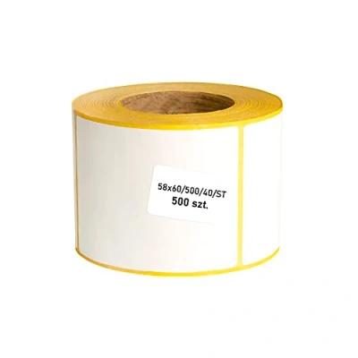 Imagen de MDlabels etiquetas térmicas blancas en rollo, 58 x 60 mm, 500 unidades, manga 40 adhesivo permanente, para códigos de barras, básculas