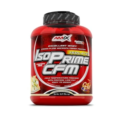 Imagen de AMIX Proteína Isolada Isoprime CFM, 2 Kg Gran Aporte de Aminoácidos Contiene Enzimas Digestivas Libre Aspartamo, Proteínas para Aumentar Masa Muscular, Sabor Vainilla