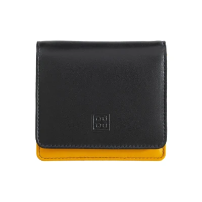 Imagen de DUDU Cartera Mujer Pequeña de Piel Protección RFID Colores Ultracompacta con Cremallera Interior y 8 Ranuras para Tarjetas Negro