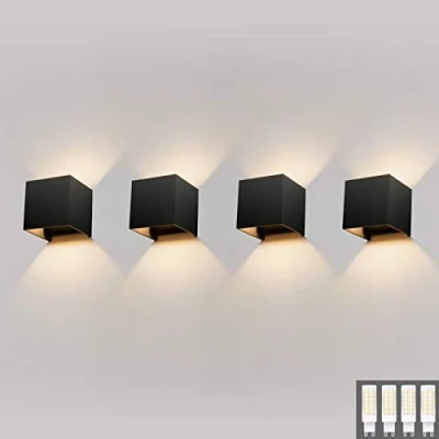 Imagen de Klighten 4PCS Apliques de Pared Exterior/Interior Moderna, Blanco Cálido 3000K Lampara para Entrada Balcones Comedor, Negro(Incluye bombillas G9)