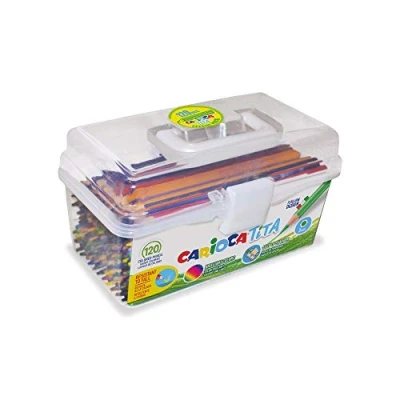Imagen de Carioca Maletín TITA Lápices de Colores, Caja Portátil Super Resistentes en Resina con Cuerpo Hexagonal y Mina Resistente a Las Caídas, Colores Surtidos, 120 Uds