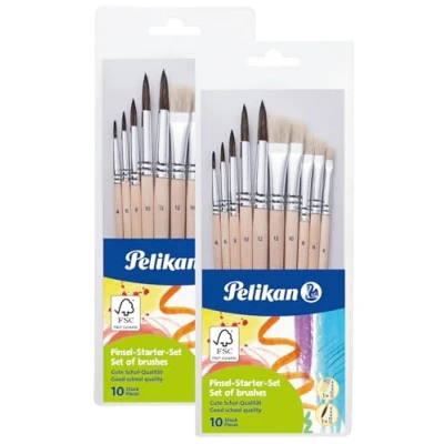 Imagen de Pelikan 700405 Juego de pinceles para principiantes, 5 pelo y cerdas, color beige (2 unidades)