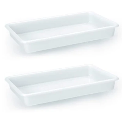 Imagen de AC Pack de 2 Bandejas Frigorificas Capaciadad 2,1 L Fabricado en Plástico Apto para Microondas y Congelador 4,5 x 34,5 20,5 cm Color Blanco