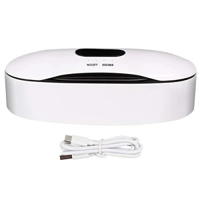Imagen de Estuche Desinfectante de luz ultravioleta USB, limpiador joyas Caja LED para herramienta arte uñas teléfono cosmético Manicura y pedicura(Blanco)