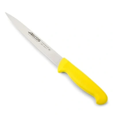Imagen de Arcos Serie 2900 Cuchillo Fileteador Semiflexible Hoja de Acero Inoxidable NITRUM 190 mm Mango inyectado en Polipropileno Color amarillo