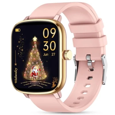 Imagen de Popglory Smartwatch 110+ Deportes, Reloj Inteligente Mujer Hombre con Pulsómetro Podómetro Monitor de Presión Arterial Ritmo Cardíaco Sueño DIY Esfera, Pulsera Actividad para Android iOS