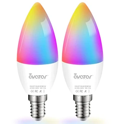 Imagen de E14 LáMparas Led Bombilla Inteligente Alexa,Wifi &amp; Bluetooth 5w 500lm Regulable,2700k 6500k Rgb 16 Millones De Colores,Controlado A TravéS La AplicacióN,Compatible Con Alexa Y Google Home,2 Pack