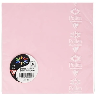Imagen de Clairefontaine Pack 25 Sobres Polen 16 x cm, 210 g/m², color Rose 0