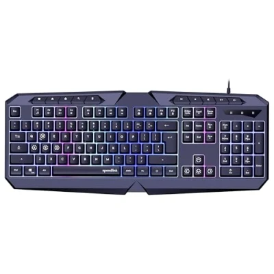 Imagen de Speedlink LUDICIUM RGB Rainbow Gaming Keyboard Teclado para Juegos con Cable, QWERTY US Layout, Bloqueo de Teclas Windows, Interruptor WASD, 10 Multimedia, Negro