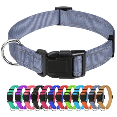 Imagen de TagME Collar Perro Ajustable,Collar Nylon Reflectante,para Caminar Correr Entrenamiento,para Perros Medianos,Gris,2.5cm De Ancho