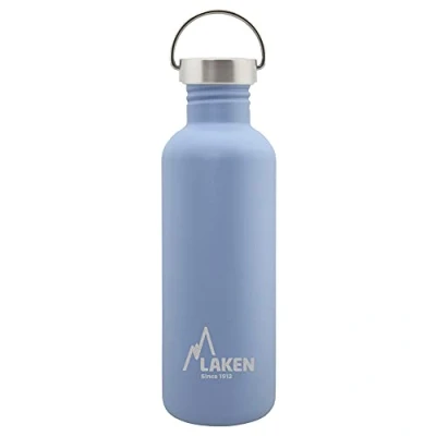 Imagen de LAKEN Botella de Agua Acero Inoxidable (1L Azul) con Tapón Vintage Reutilizable y Sostenible para Niños Adultos: Ideal Deporte, Escuela, Café