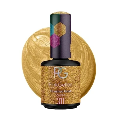 Imagen de Pink Gellac Color 311 Crushed Gold Oro Brillante Dorado Esmalte en Gel Permanente Secado Lámpara UV LED 15 ml