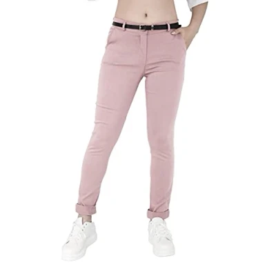 Imagen de Jophy &amp; Co Pantalón de mujer chino con cinturón (cód. 3008), Rosa (old rose), XXX Large