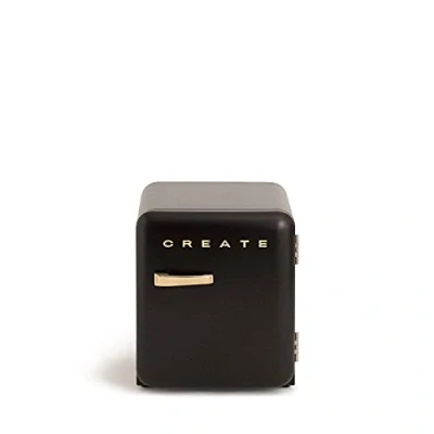 Imagen de CREATE / RETRO FRIDGE 50 GOLD/Frigorífico negro maneta oro 85W, minibar, un estante, diseño retro, cm, dos repisas, capacidad de 48L, bajo consumo, 50x44x49,8 cm