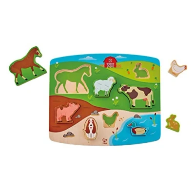 Imagen de Hape E1454 Farm Animal Wooden Puzzle and Play Board5&#039;&#039; x 2&#039;&#039;,2 in 1