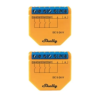 Imagen de Shelly Plus i4 DC Juego de 2 relés inteligentes WiFi activador escenas BT