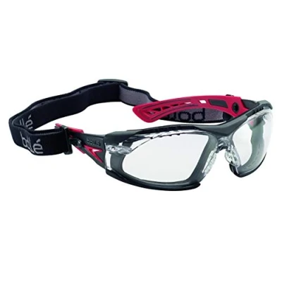 Imagen de RUSH+ Patillas bi material rojo/negro PC incoloro anti rayaduras y vaho PLATINUM con espuma cinta elástica