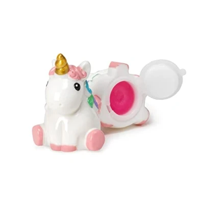 Imagen de Legami brillo de labios sabor vainilla para niña, rosa transparente, 4,5 x 5,5 cm, tema unicornio