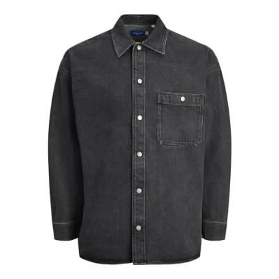 Imagen de JACK &amp; JONES Jorsantorini Overshirt LS Camisa de Manga Larga, Black Denim, S para Hombre
