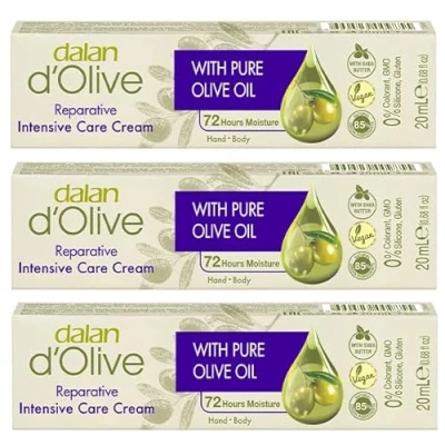 Imagen de 3 x Mini Dalan de aceite oliva Intensivo mano cuerpo y crema hidratante para piel seca 20 ml