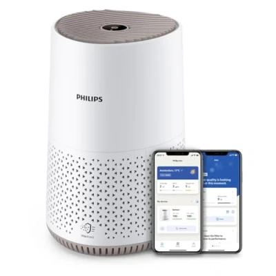 Imagen de Philips Purificador de Aire Serie 600 Ultrasilencioso y bajo consumo. Para alérgicos. el filtro HEPA elimina 99,97% los contaminantes. Cubre hasta 44m2. Controlado por app. Blanco (AC0650/10)