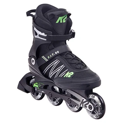 Imagen de K2 Inline 30E0873 F.I.T. 80 Patines en línea para hombre con bota blanda K2, color negro y verde [Exclusiva Amazon]