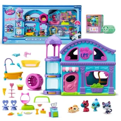 Imagen de BANDAI Littlest Pet Shop CASA Deluxe BF00596 Incluye 4 Mascotas, 1 Escenario de Juego, 20 Accesorios, Tarjeta coleccionista, código Virtual, Gen 7, años+