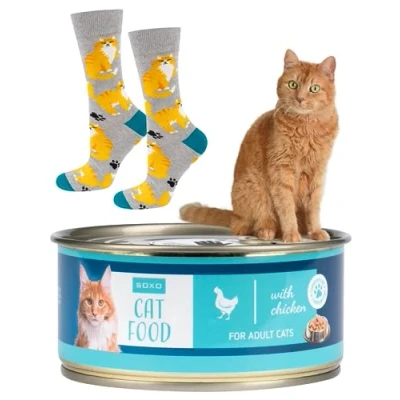 Imagen de soxo Comida Gato Calcetines Mujer Divertidos Regalos Para Hombre Originales Regalo 40 45 De Pelo Largo