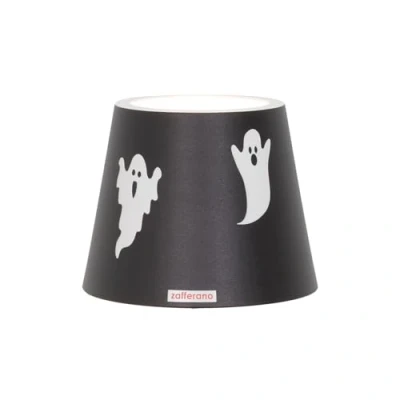 Imagen de Zafferano, Poldina Cover Edición Especial Halloween, Pantalla de Metal para Lámpara Mesa, Compatible con Lámparas Poldina, Diseño en Italia, Ø11.4 x 8.9 cm, Color Negro Decoración Fantasmas