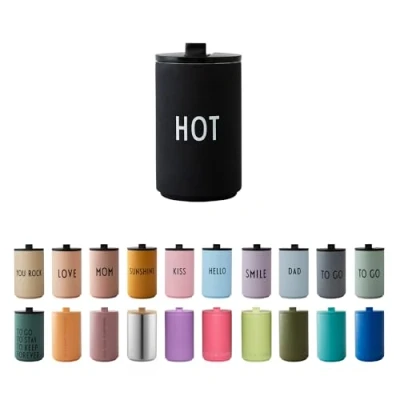 Imagen de design letters Taza Termica 350 ml de café para Llevar Vaso termico y té Tazas viaje aisladas sin BPA Térmica acero inoxidable Termo Cafe bebidas frías calientes