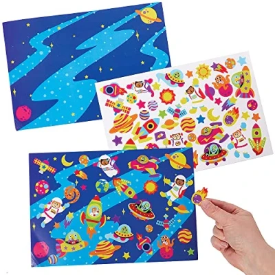 Imagen de Baker Ross FX307 Escenas con Pegatinas Sistema Solar Juego de 5 para Niños