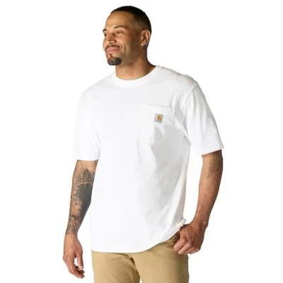 Imagen de Carhartt, Hombre, K87 Camiseta De Manga Corta Con Bolsillo, Ajuste Ligeramente Holgado, Tejido Grueso, Blanco, XXL