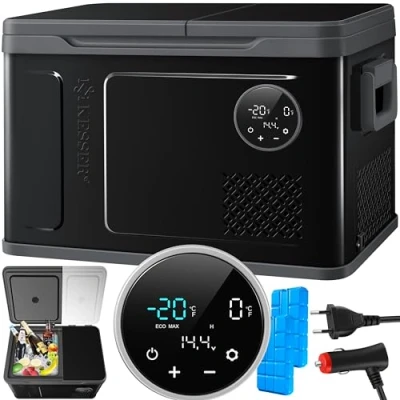 Imagen de KESSER® Nevera eléctrica de compresor 2 en 1, congelador eléctrico 49 litros, control táctil LED, 12/24V y 230V, enfriamiento hasta 20 C para coche, camión, camping Plata