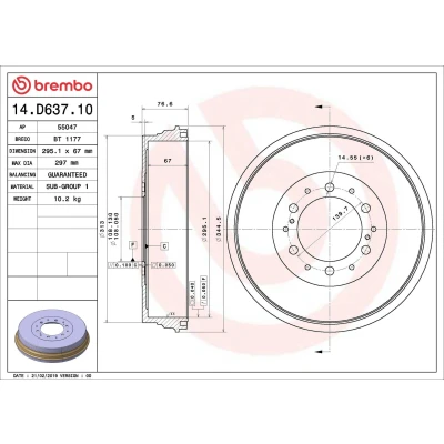 Imagen de BREMBO 14.D637.10 Tambor de Freno 295,1 TOYOTA: HILUX 3 Pick up