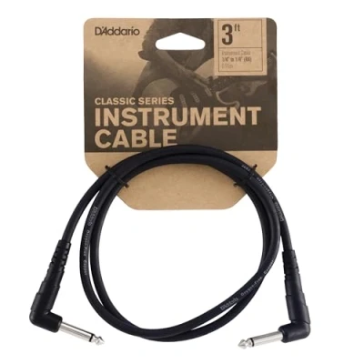 Imagen de D&#039;Addario Cable de Guitarra Conexión Instrumento Serie Classic 1/4 Pulg Macho a 0.9144 Metros Ángulo Recto 3 Paquete