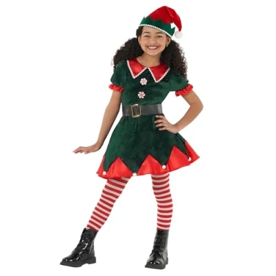 Imagen de Morph Disfraz Elfa Niña, Traje Elfo Duende Navidad Niña Talla S