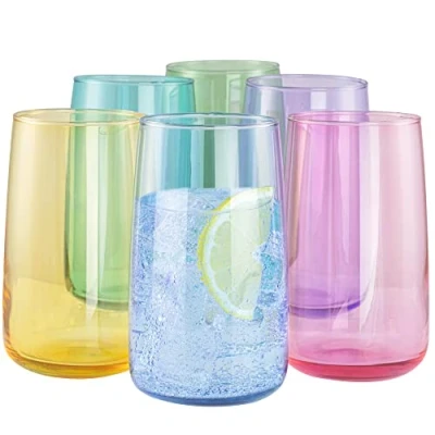 Imagen de TREND FOR HOME Juego de 6 Vasos Agua 490 ml Colores Set Vaso Soft Drink Tumbler para Cocteles Beber Penelope