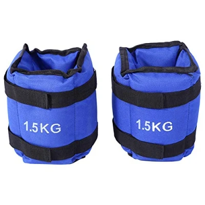Imagen de peso de la tobillera, 1 par pesos ajustables 2 kg/3 kg/5 kg, muñeca duradera para fitness, ejercicio, caminar, correr, gimnasia, aerobic, gimnasio, azul (3 kg)