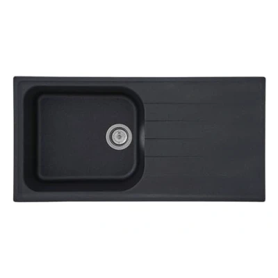 Imagen de Respekta Fregadero de cocina Orlando en granito gris / empotrable 1 cubeta 100 x 50 cm Lavabo adecuado para armarios inferiores 60 ancho